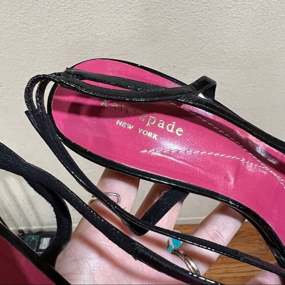 Kate Spade black patent leather strappy heeled sandals - Picture 4 of 8